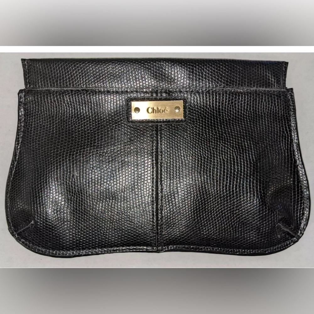 CHLOE PARFUM MAKEUP BAG SNAKE PRINT BLACK MAGNETIC Authentic NWOT